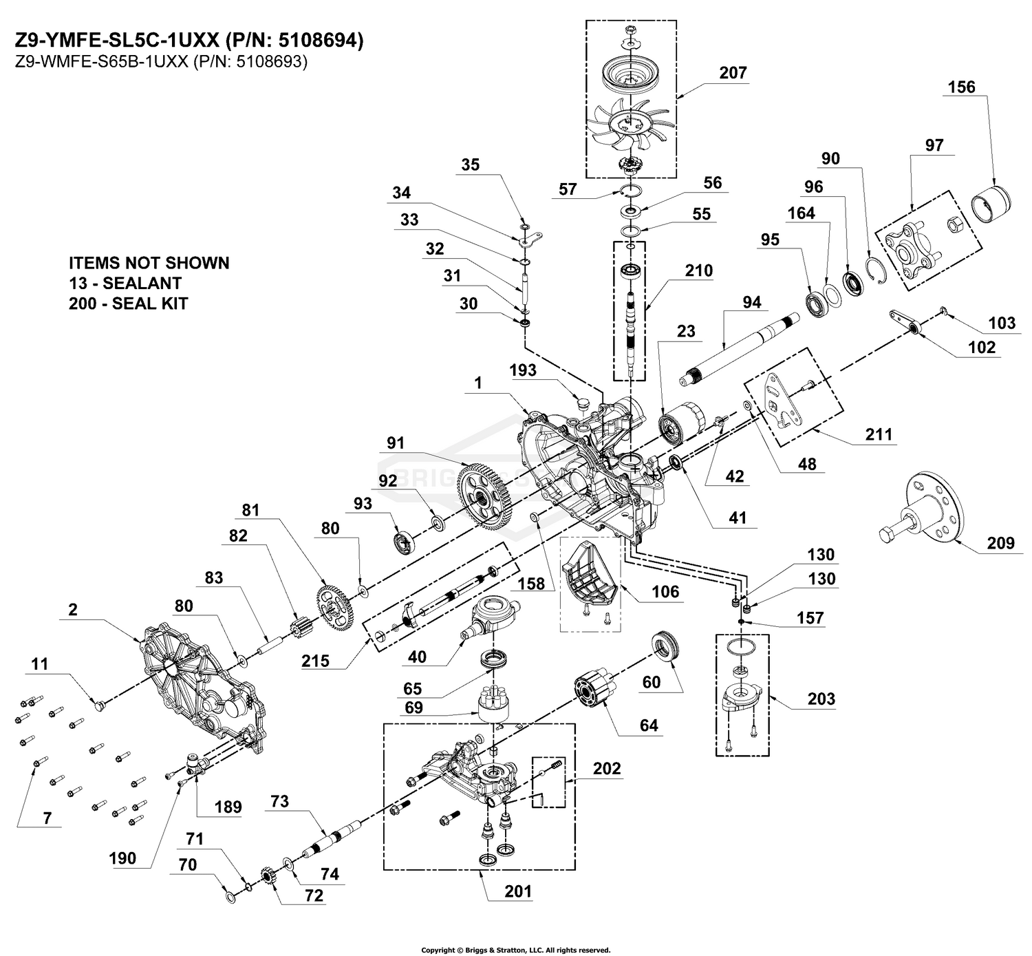 Transaxle SERVICE PARTS - 5108694 and 5108693