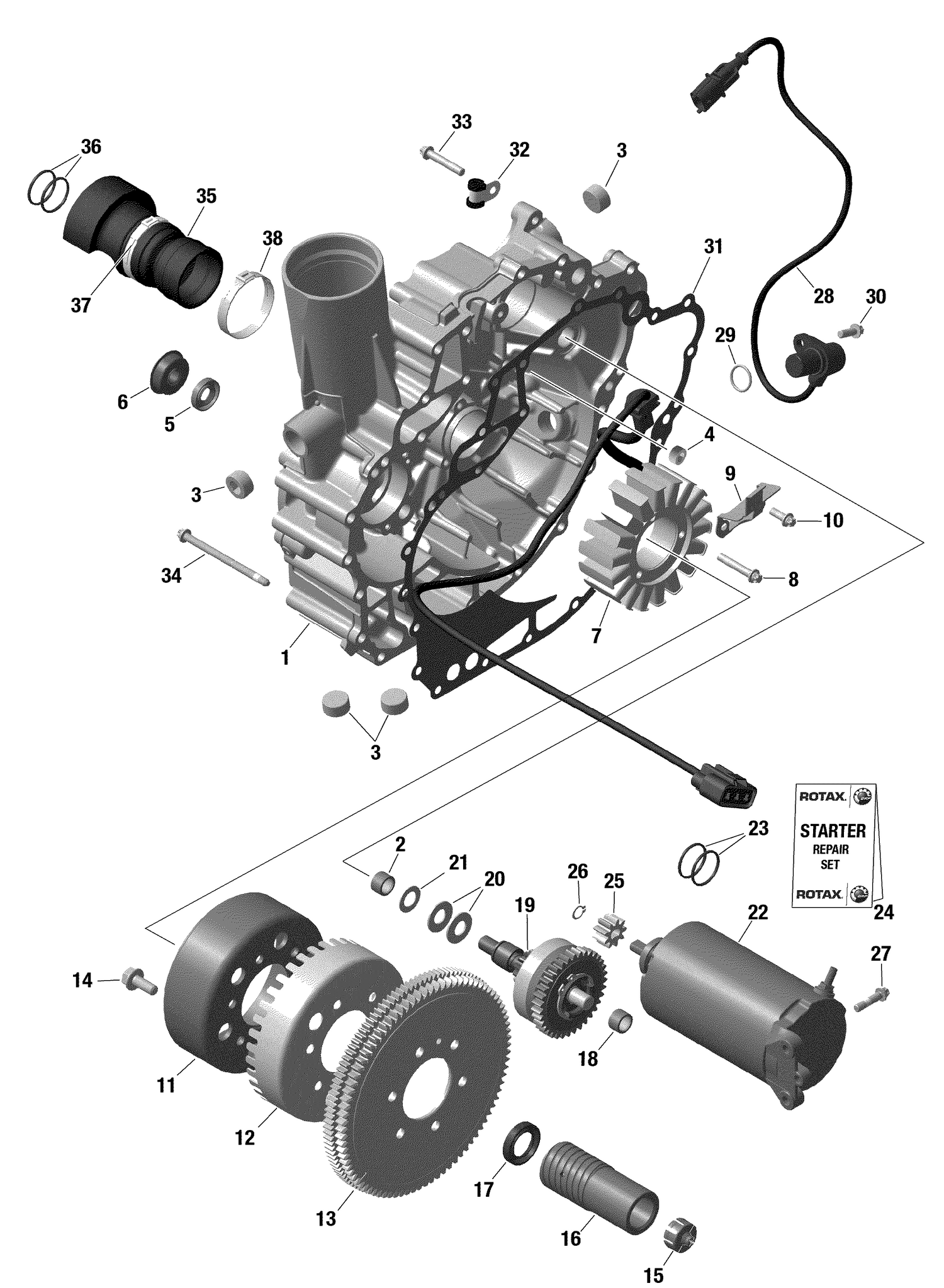01- Rotax - Magneto And Electric Starter Without iDF