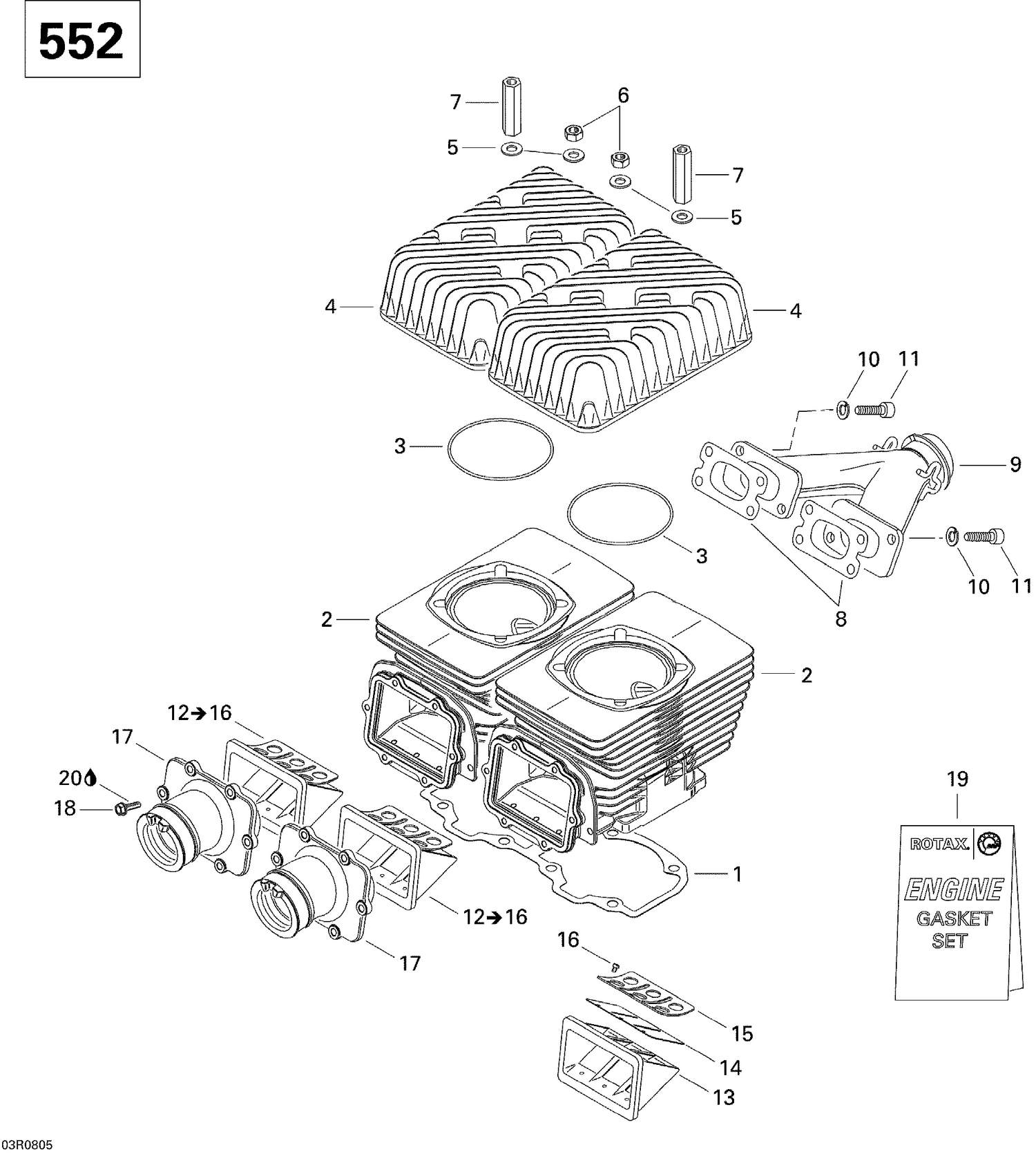 01- Cylinder, Exhaust Manifold And Reed Valve V1