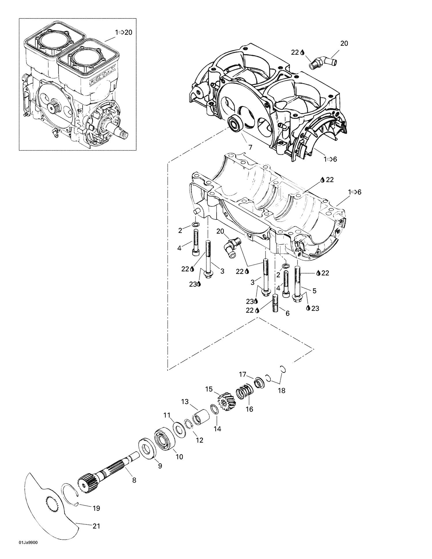 01- Crankcase, Rotary Valve
