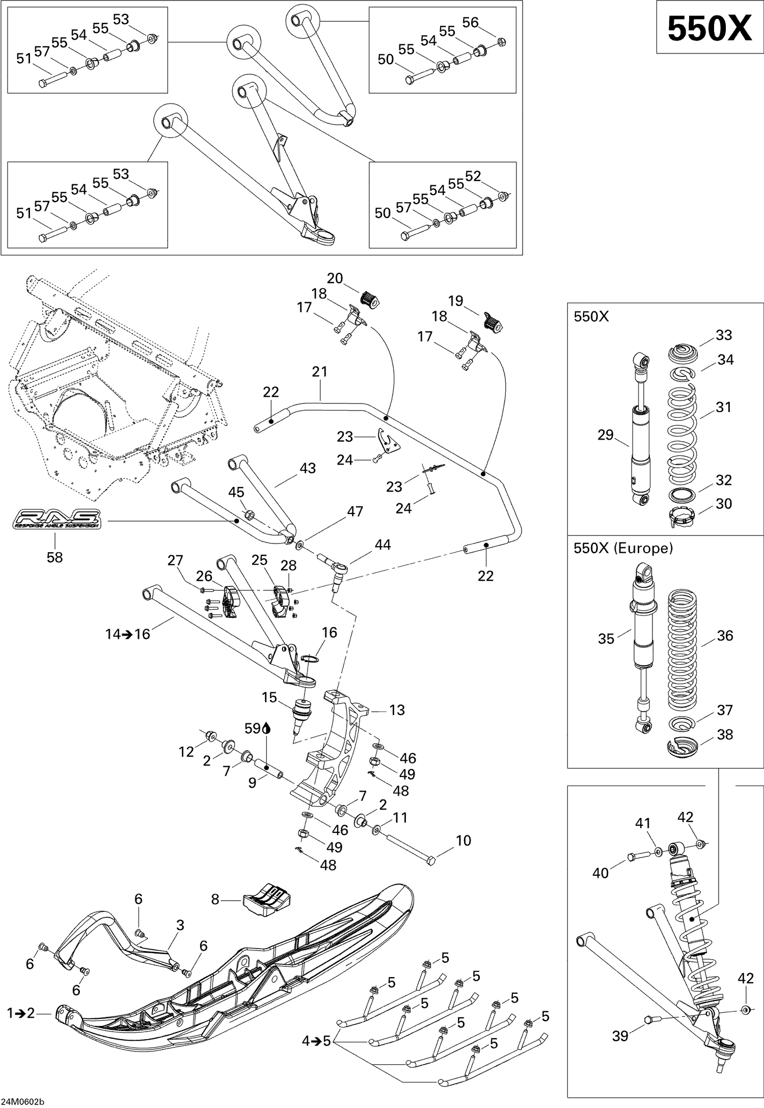 07- Front Suspension And Ski 550X