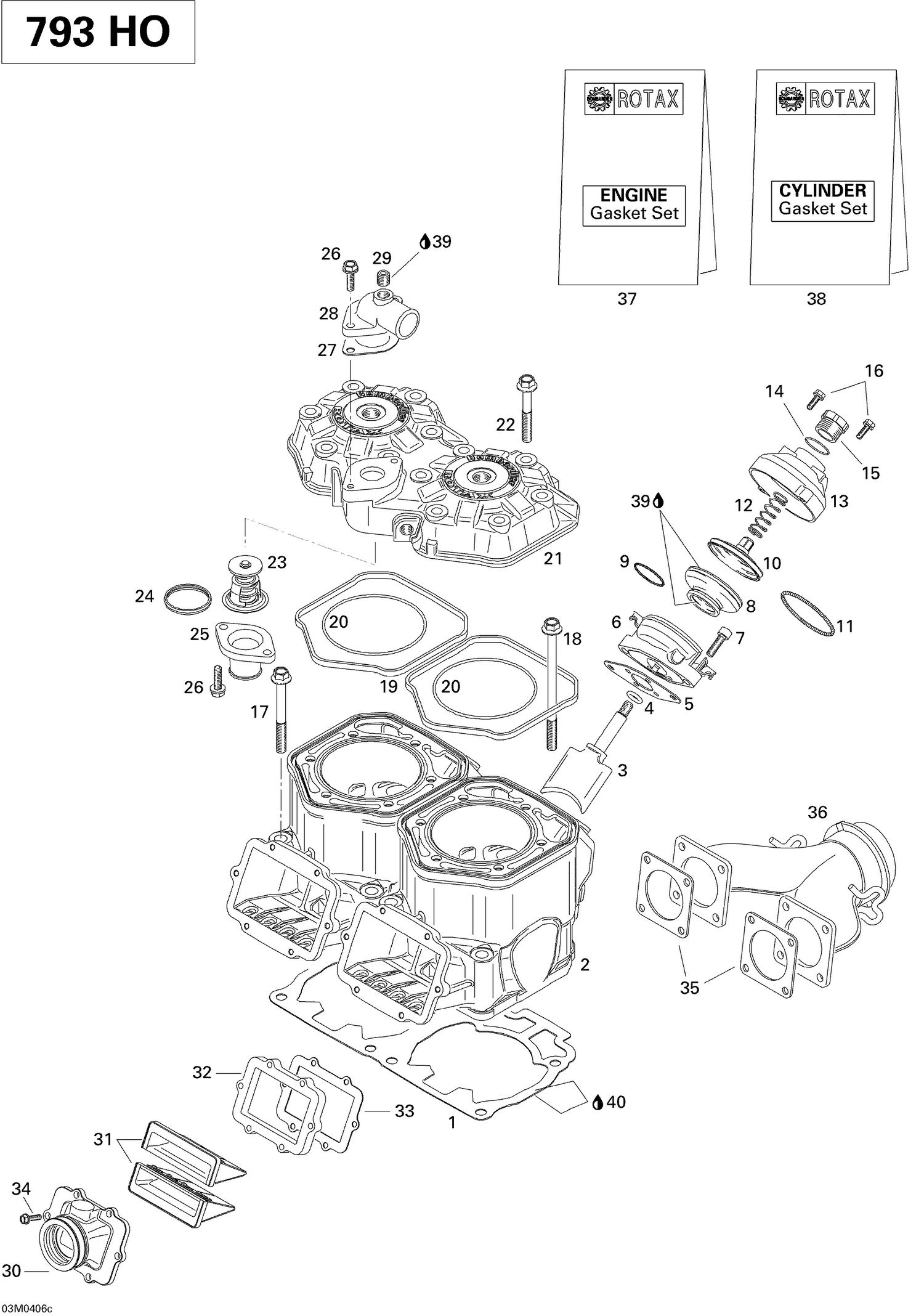 01- Cylinder, Exhaust Manifold, Reed Valve (793 HO)