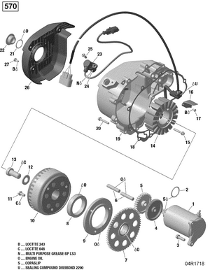 01- Rotax - Magneto And Electric Starter - 570 Efi - Renegade - Xmr - 650w Schematic