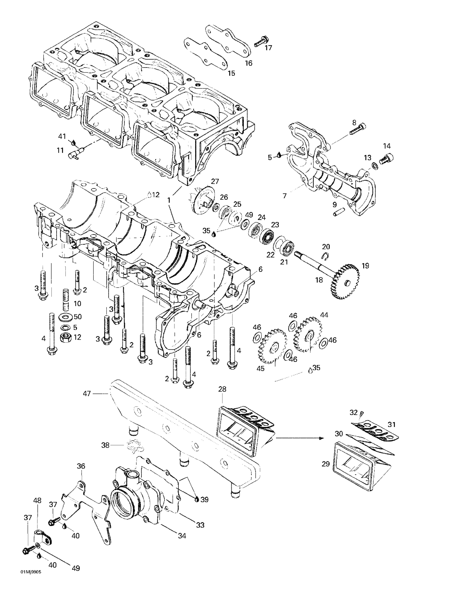 01- Crankcase, Reed Valve, Water Pump