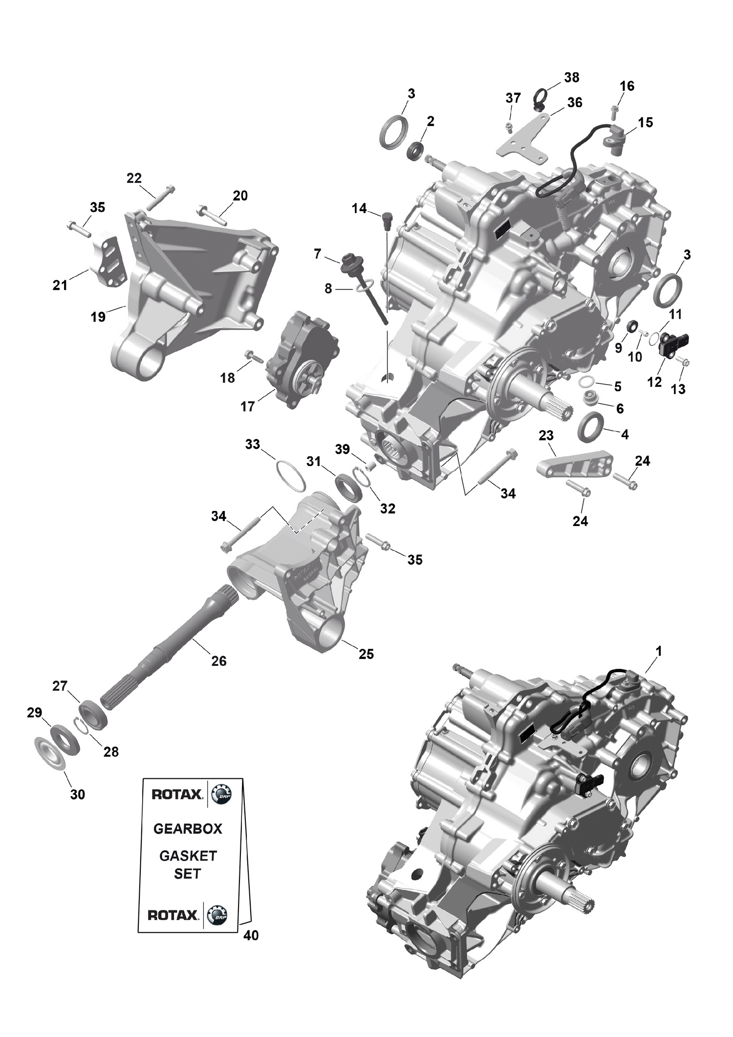 01- ROTAX - Gearbox Assy and Drive Shaft