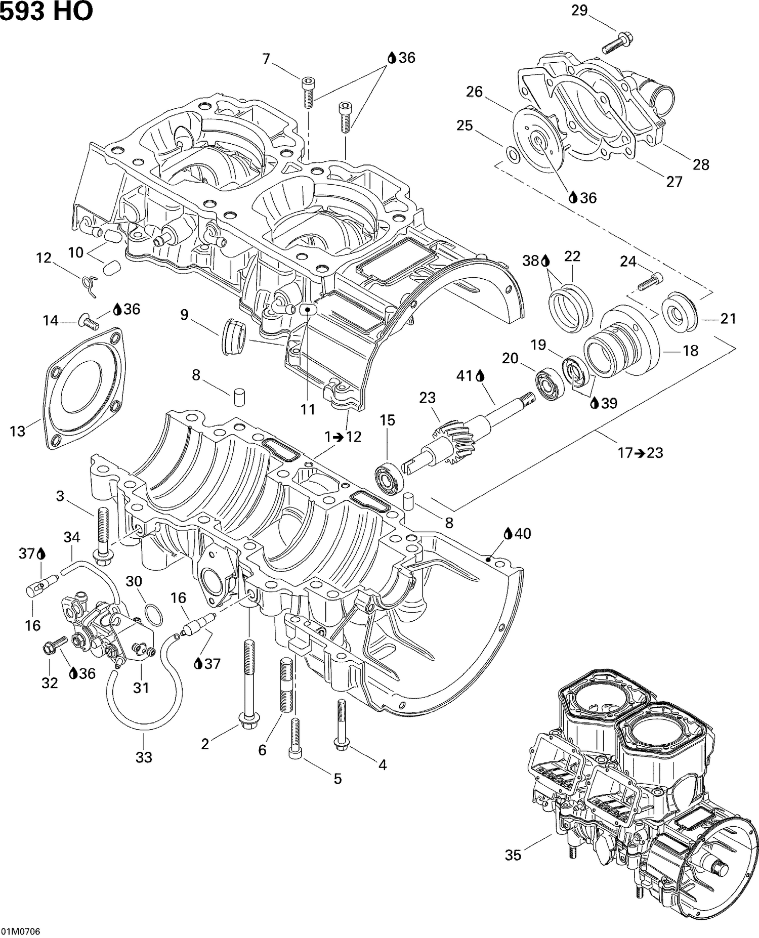 01- Crankcase, Water Pump And Oil Pump