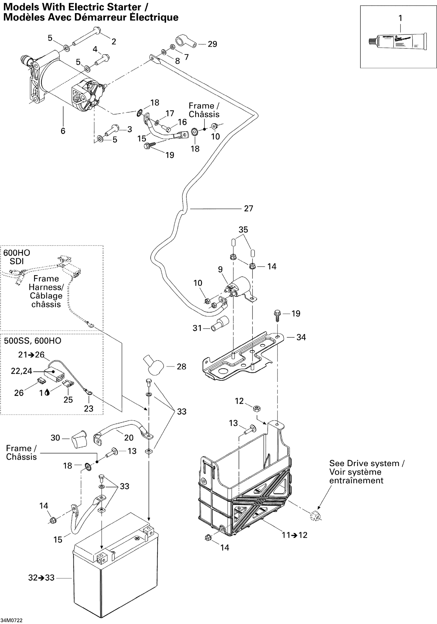 10- Battery And Starter 500 SS, 600 HO