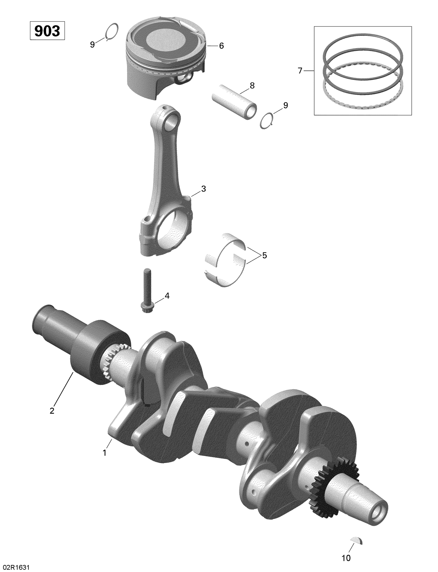 01- Crankshaft and Pistons - 900-900 HO ACE