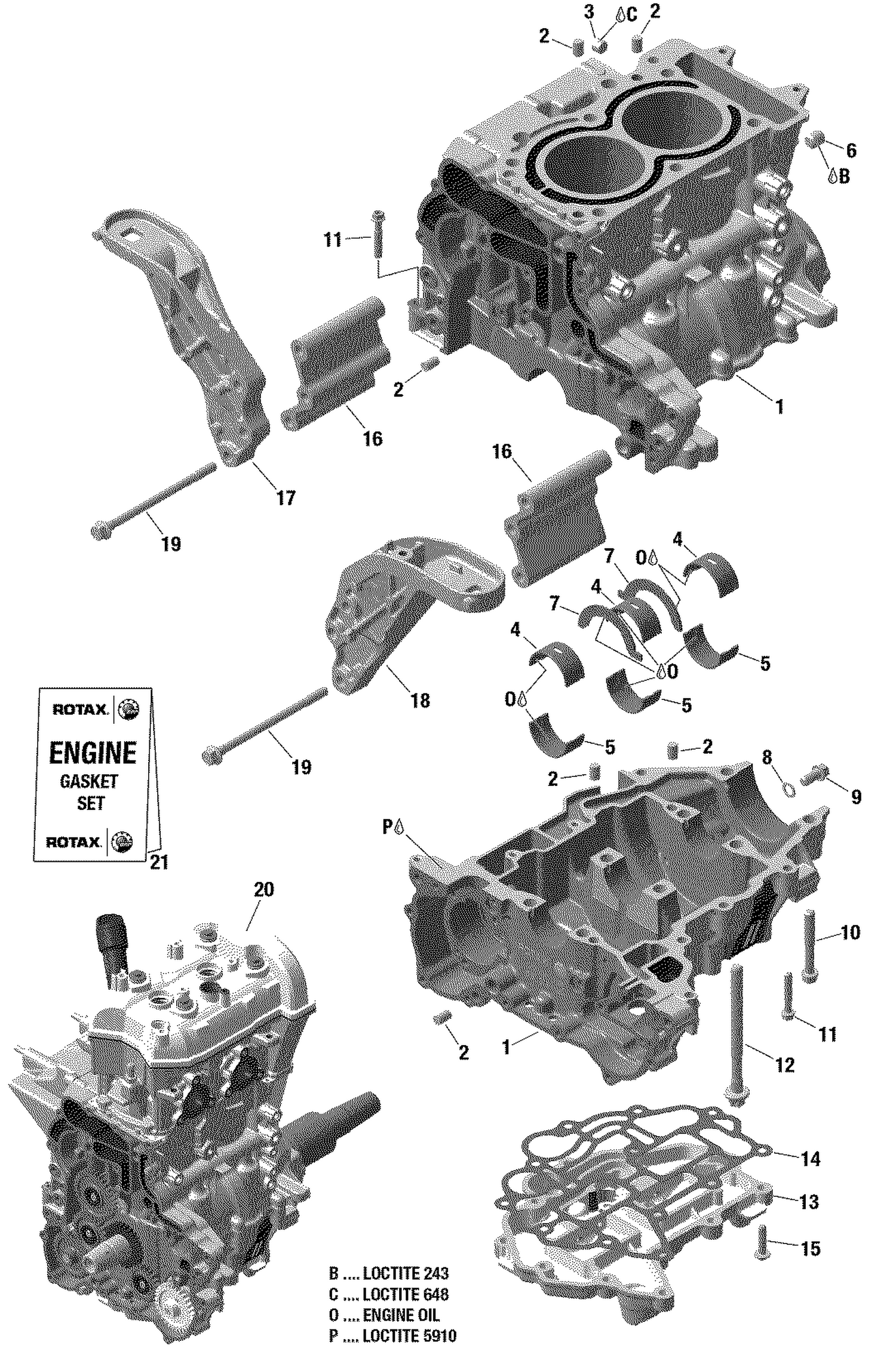 01 ROTAX - Engine - Crankcase - 600 ACE