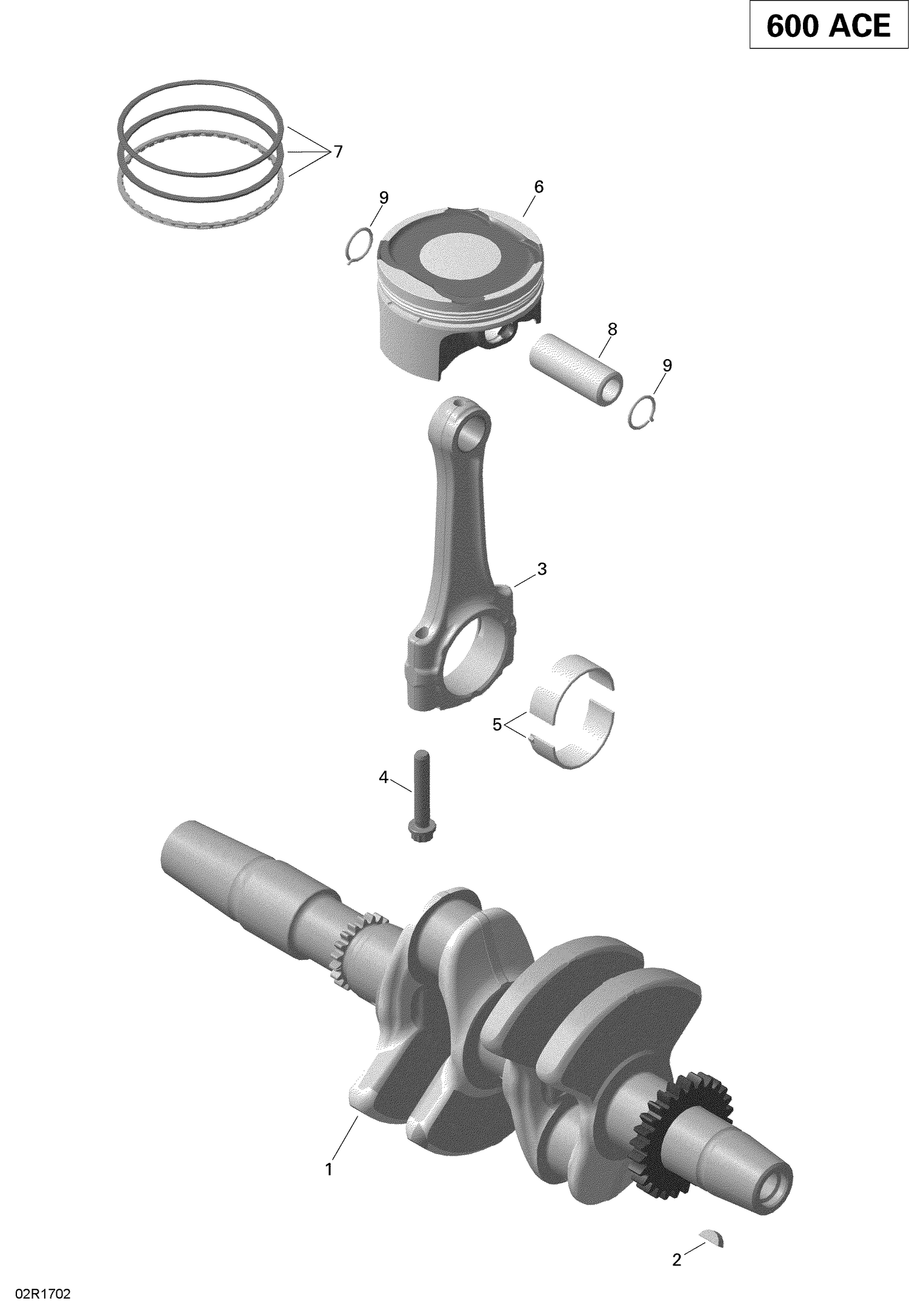 01- Crankshaft and Pistons - 600 ACE