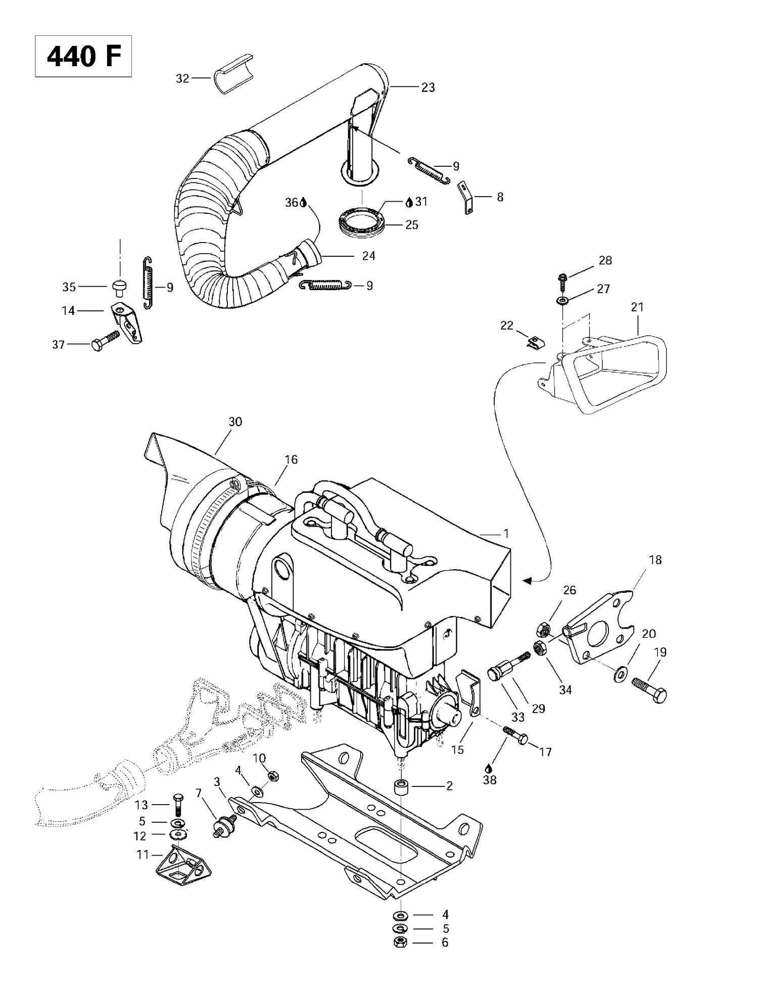 01- Engine Support And Muffler (440F)