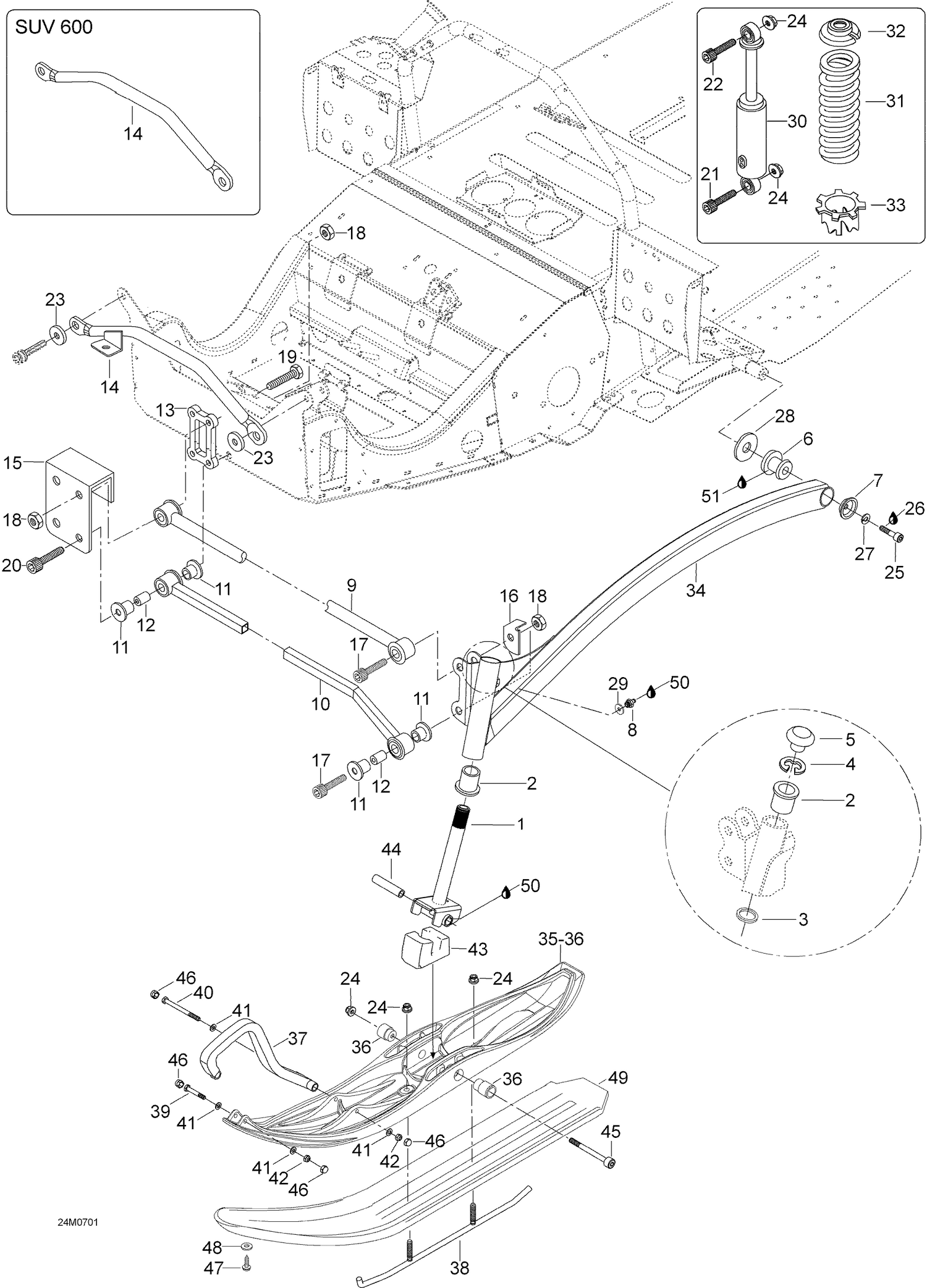 07- Front Suspension And Ski 550F SUV