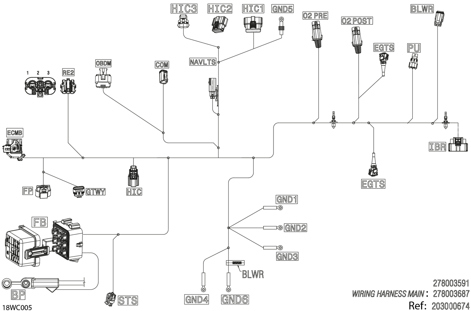 02- MECHANICS - Main Harness - 278003591 - Model without Catalyst