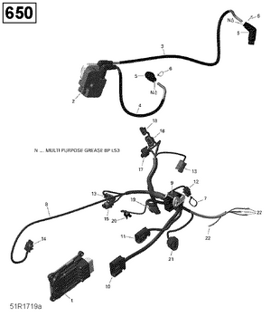 10- Engine Harness And Electronic Module - 650 Efi (except Package Pro) Schematic