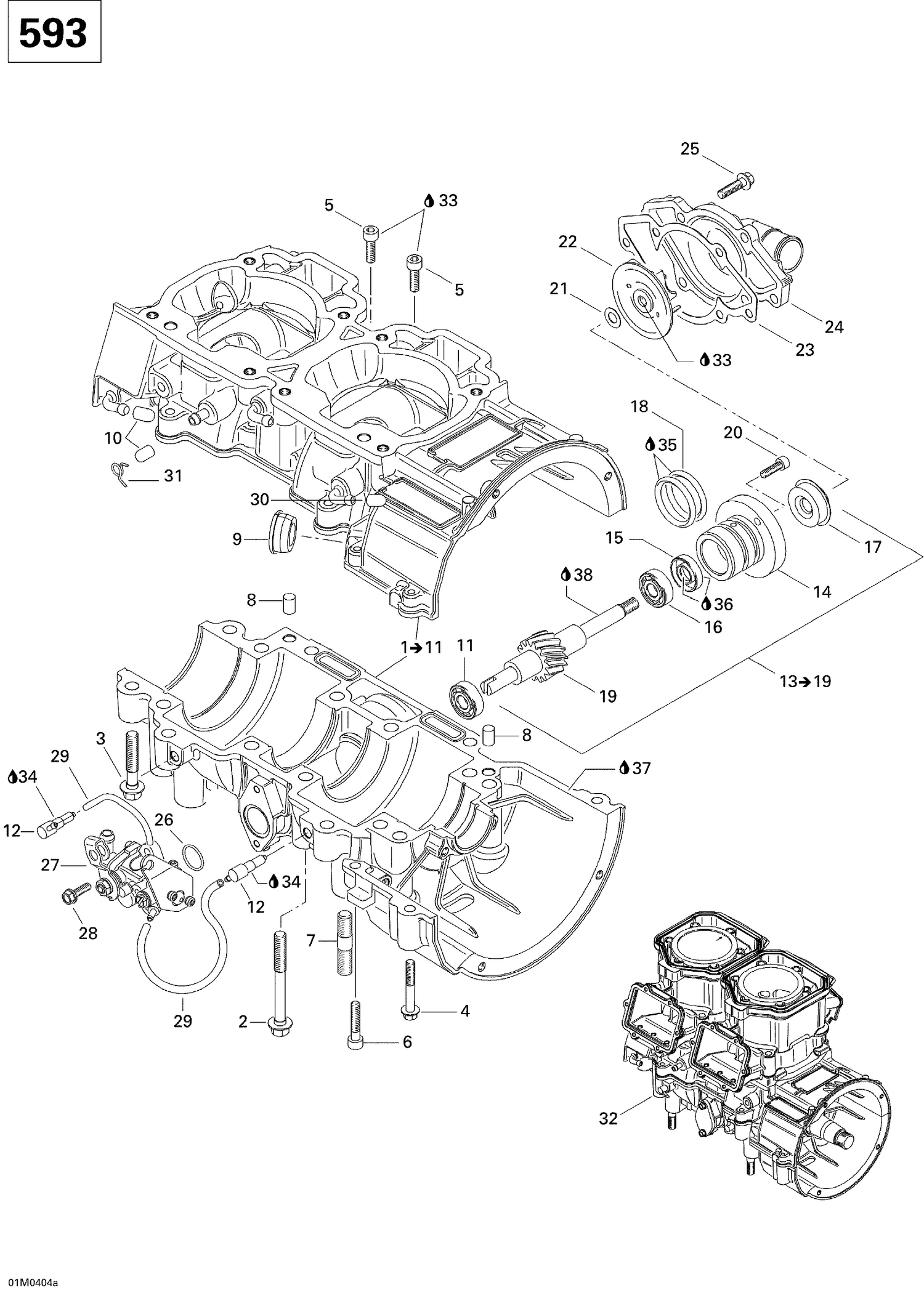 01- Crankcase, Water Pump And Oil Pump (593)