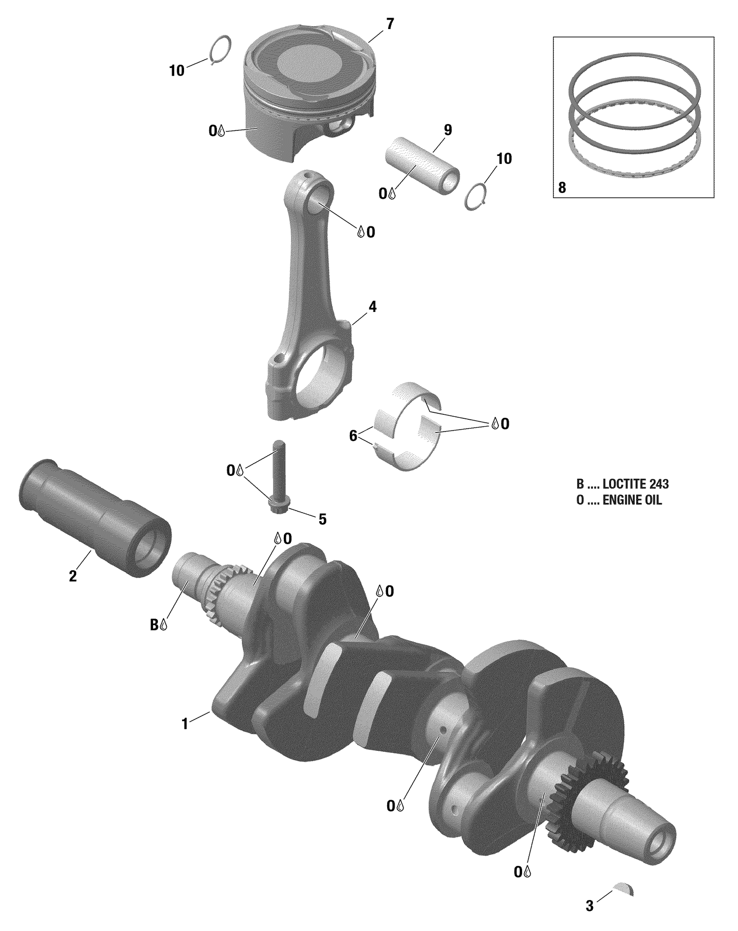 01- Rotax - Crankshaft And Pistons - 903 / Built up to Sept 28 2020
