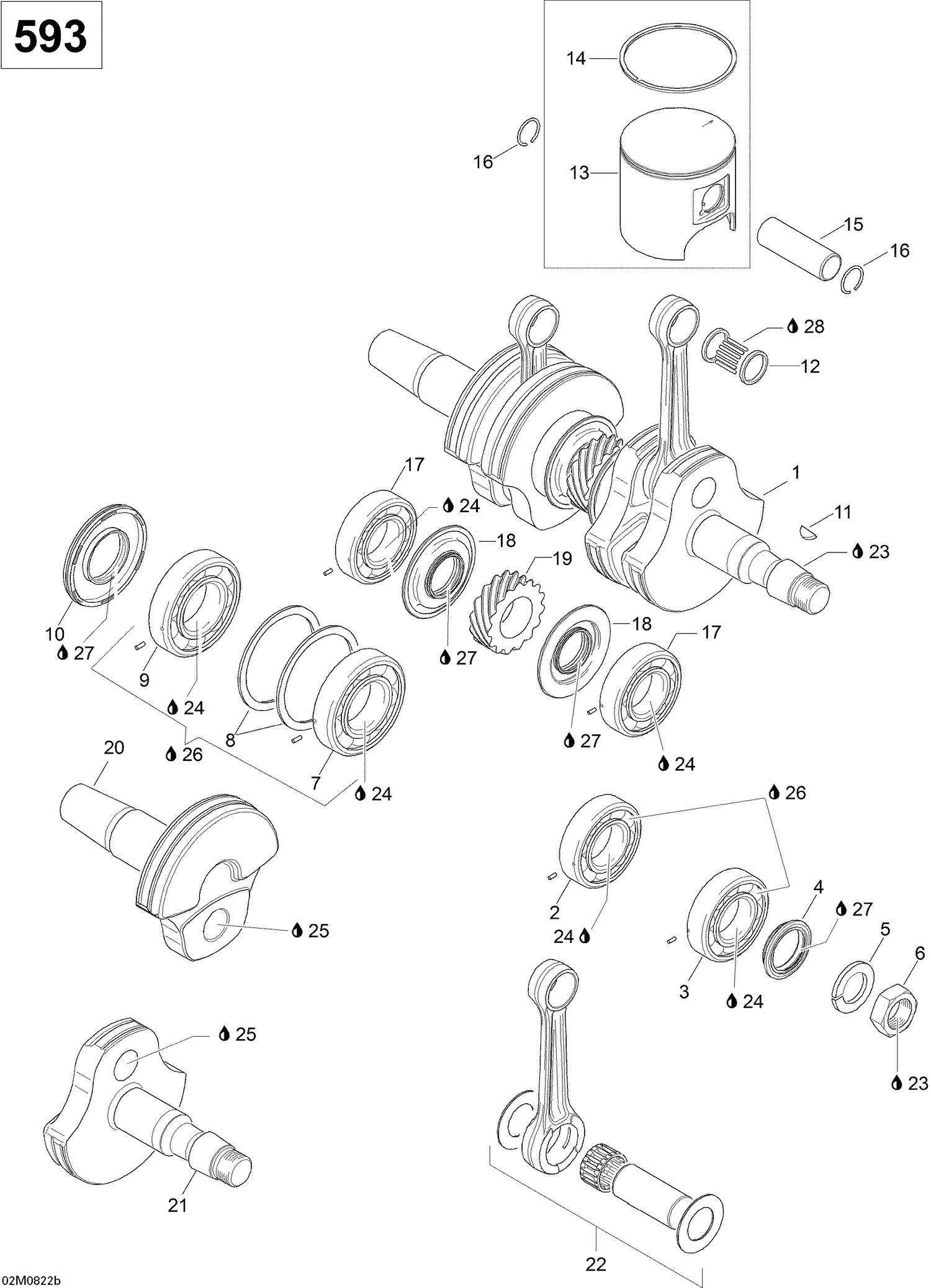 01- Crankshaft And Pistons WT 600