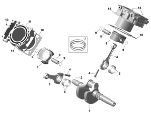 01- Rotax - Crankshaft, Pistons And Cylinder Schematic