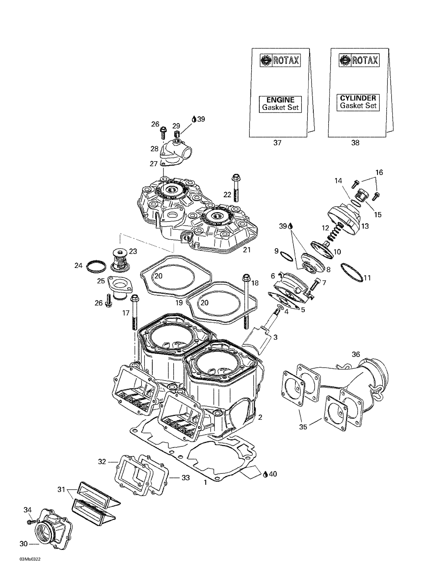 01- Cylinder, Exhaust Manifold, Reed Valve