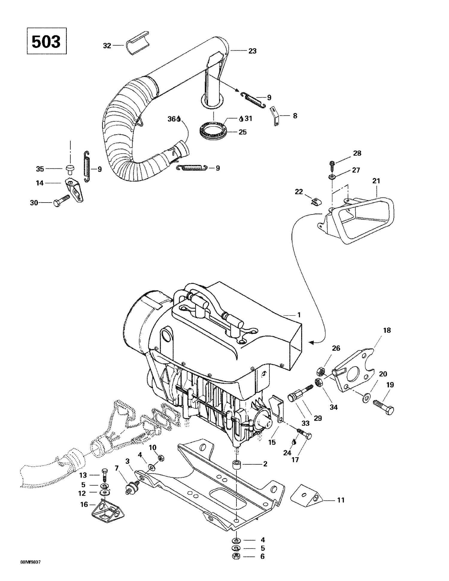 01- Engine Support And Muffler (503)
