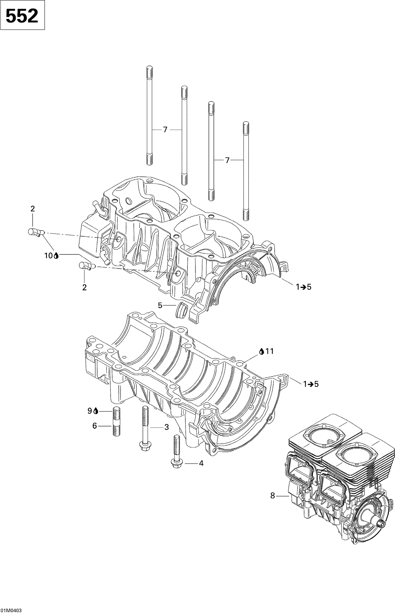 01- Crankcase SUMMIT (550F)