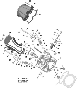 01- Rotax - Cylinder Head, Front Schematic