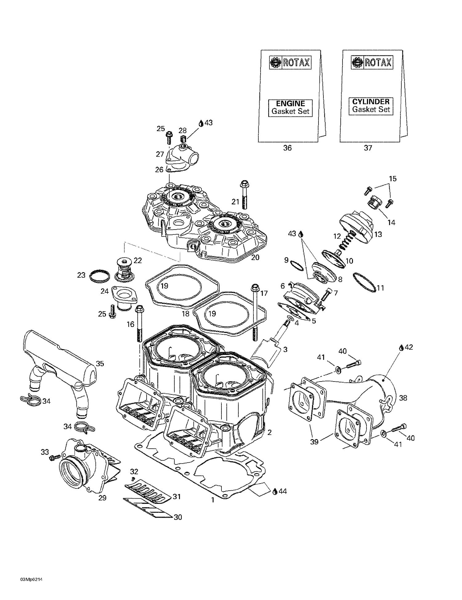 01- Cylinder, Exhaust Manifold, Reed Valve