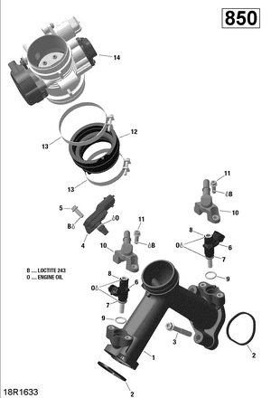 02- Air Intake Manifold And Throttle Body - 850 Efi Schematic