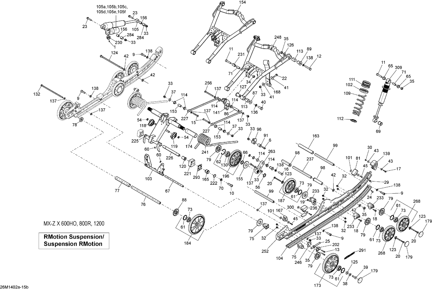 08- Rear Suspension X 600HO, 800R, RMotion_26M1402a