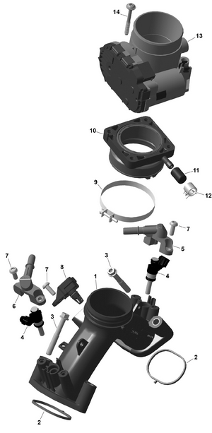 01- Rotax - Air Intake Manifold And Throttle Body Schematic