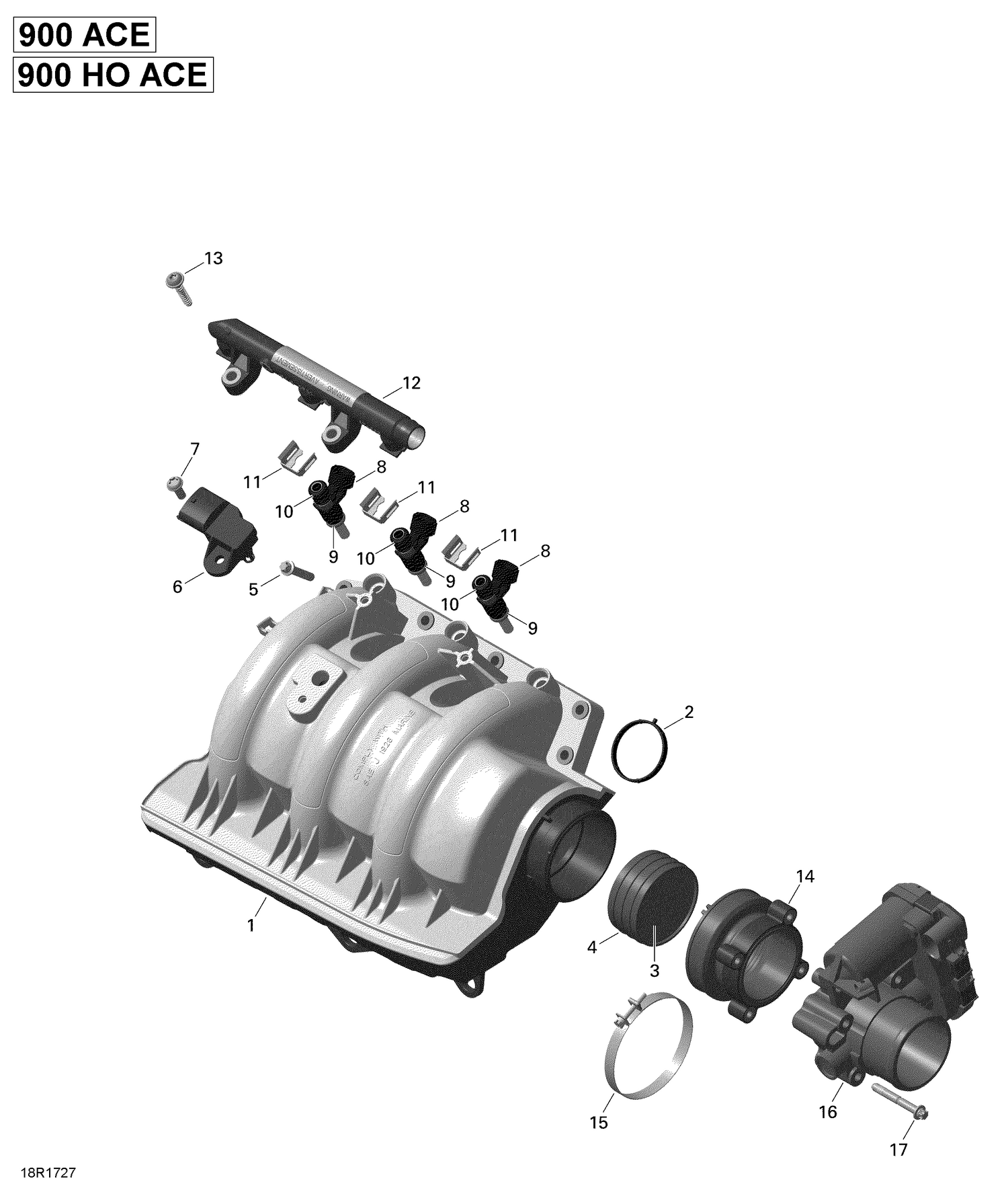 02- Air Intake Manifold and Throttle Body - 900-900 HO ACE