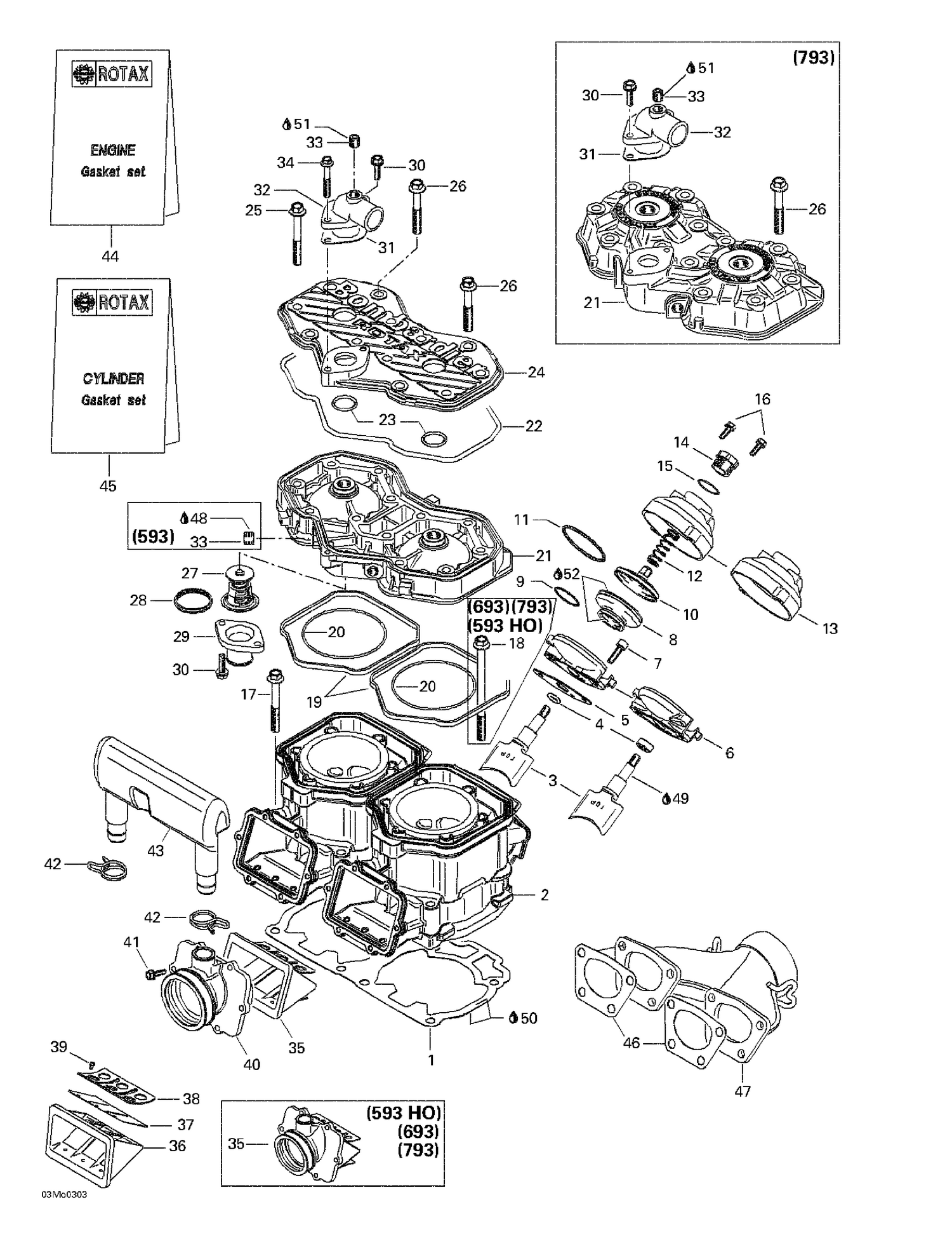 01- Cylinder, Exhaust Manifold, Reed Valve