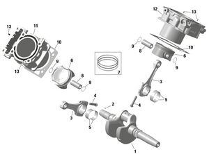 01- Rotax - Crankshaft, Pistons And Cylinder Schematic
