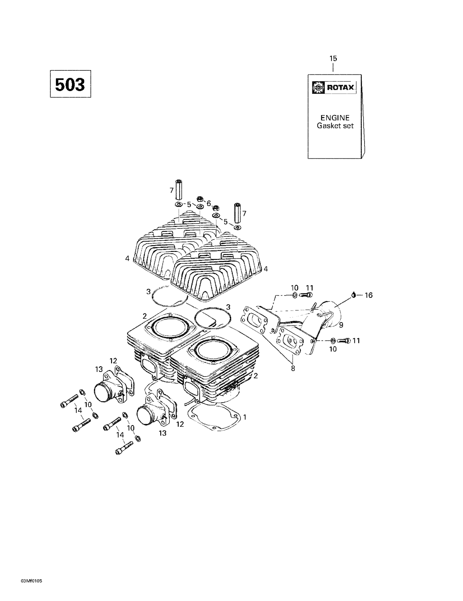 01- Cylinder, Intake Exhaust Manifold (503)