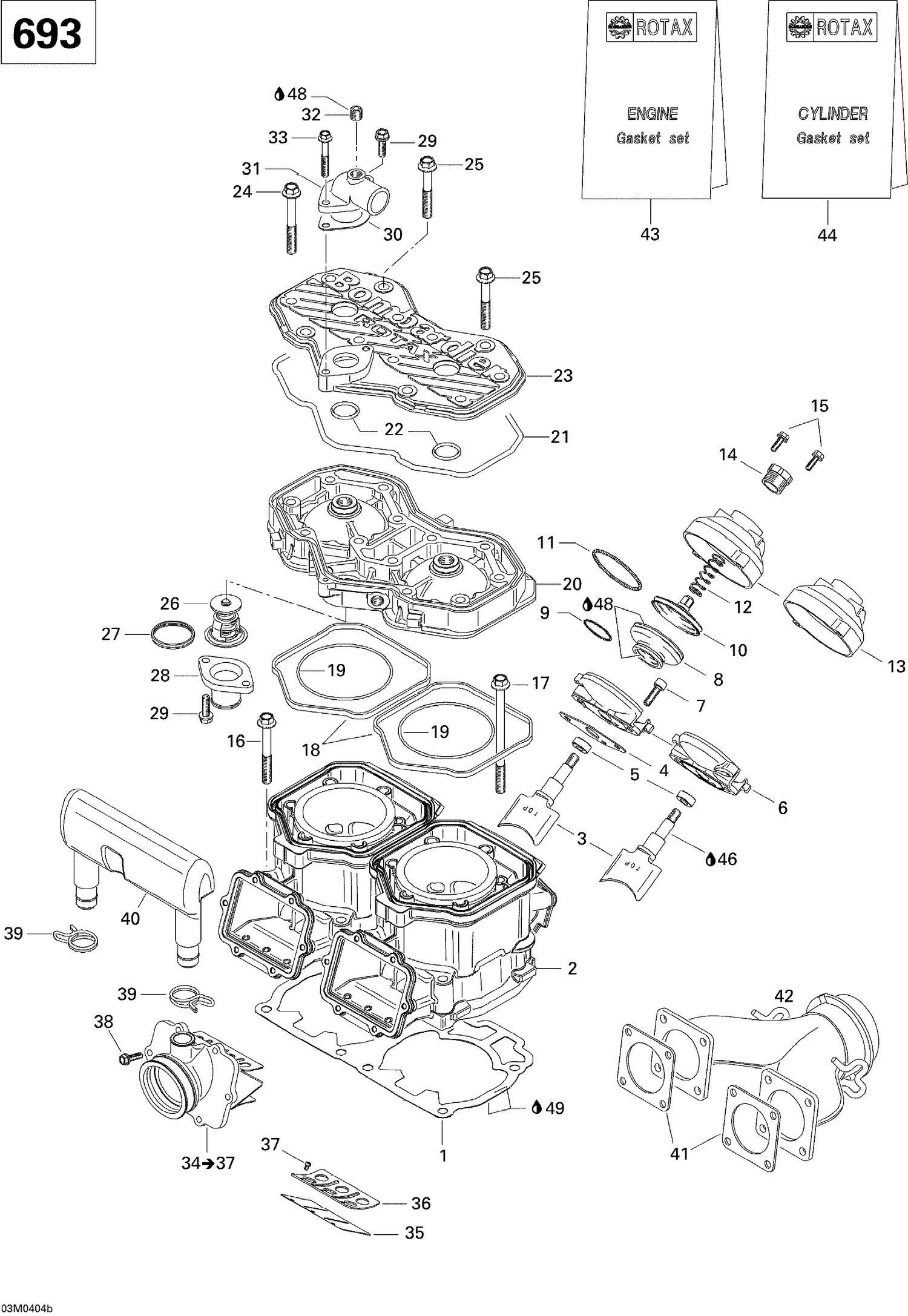 01- Cylinder, Exhaust Manifold, Reed Valve (693)