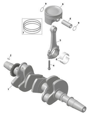 01- Rotax - Crankshaft And Pistons Schematic
