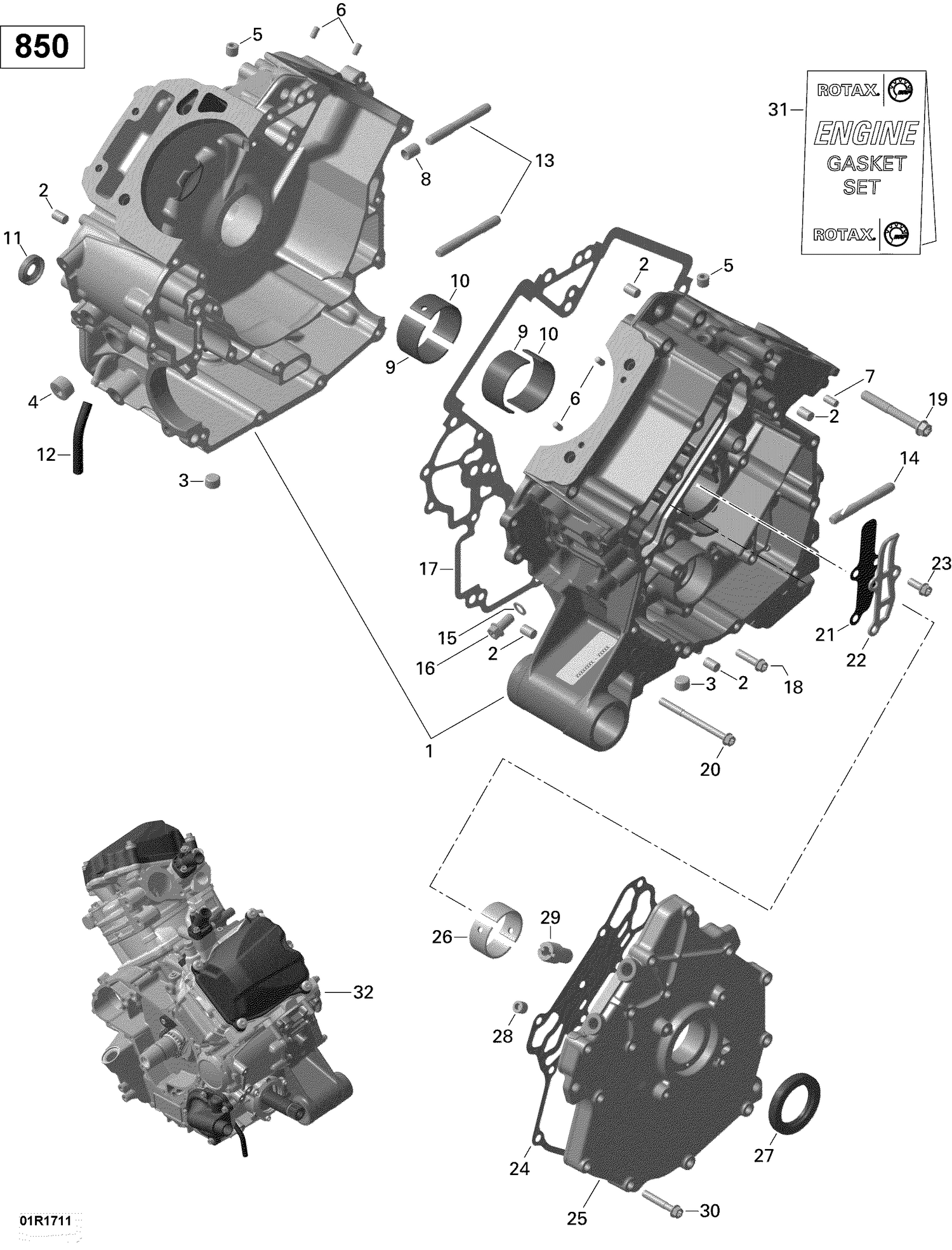01- Rotax - Crankcase - 850 EFI