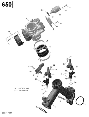 02- Air Intake Manifold And Throttle Body - 650 Efi Schematic