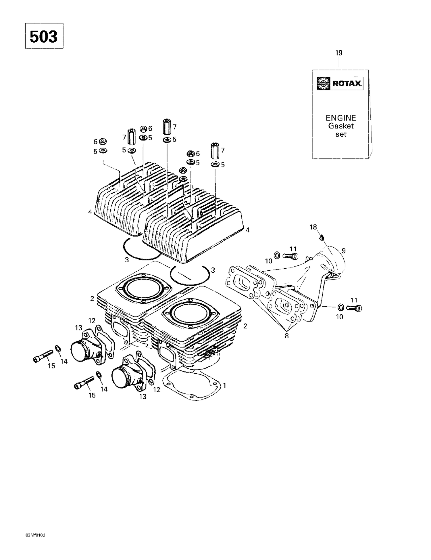 01- Cylinder, Exhaust Manifold (503)