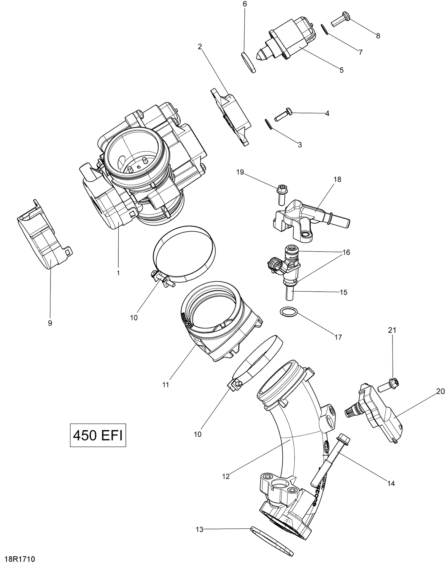 02- Air Intake Manifold and Throttle Body - 450 EFI