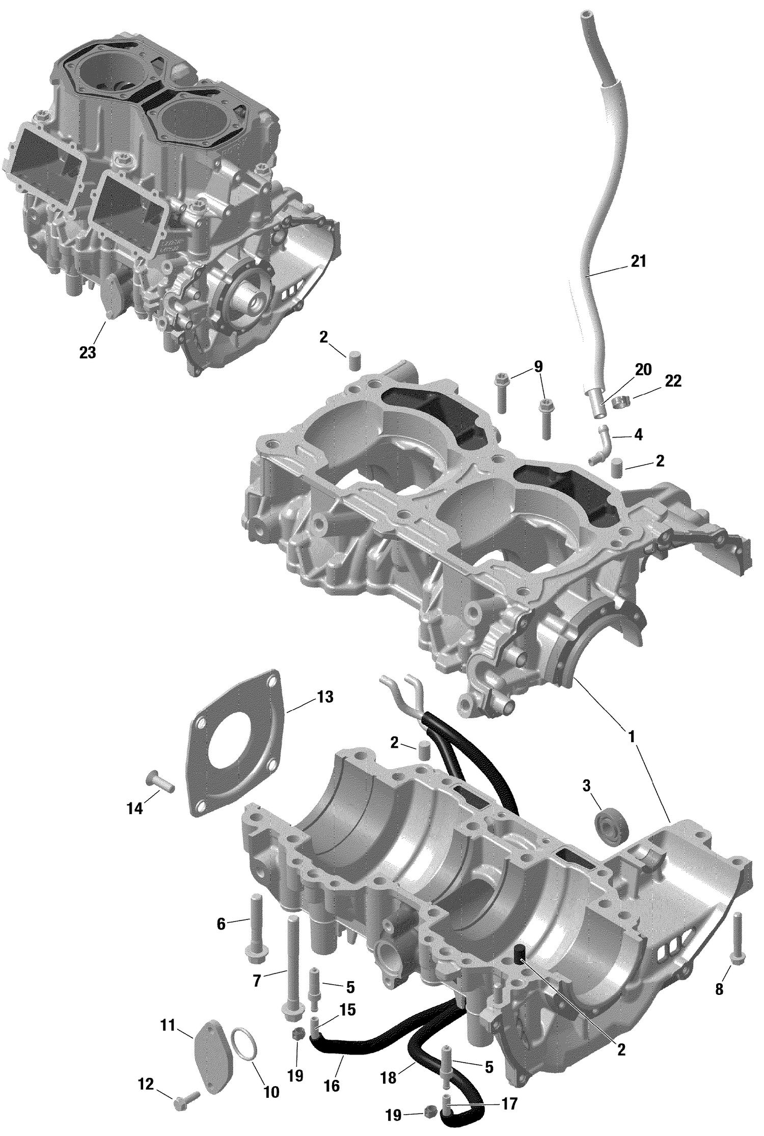 01- Engine - Crankcase - 600R E-TEC