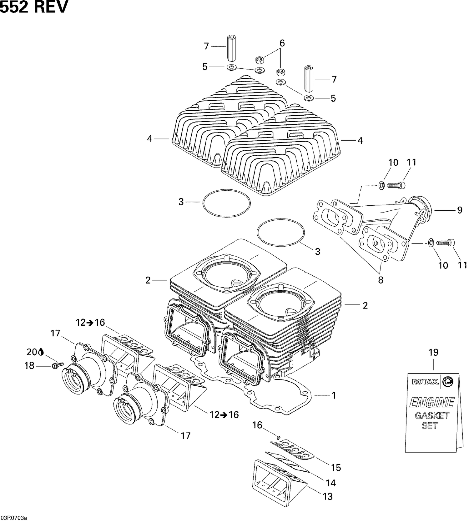 01- Cylinder, Exhaust Manifold And Reed Valve 1
