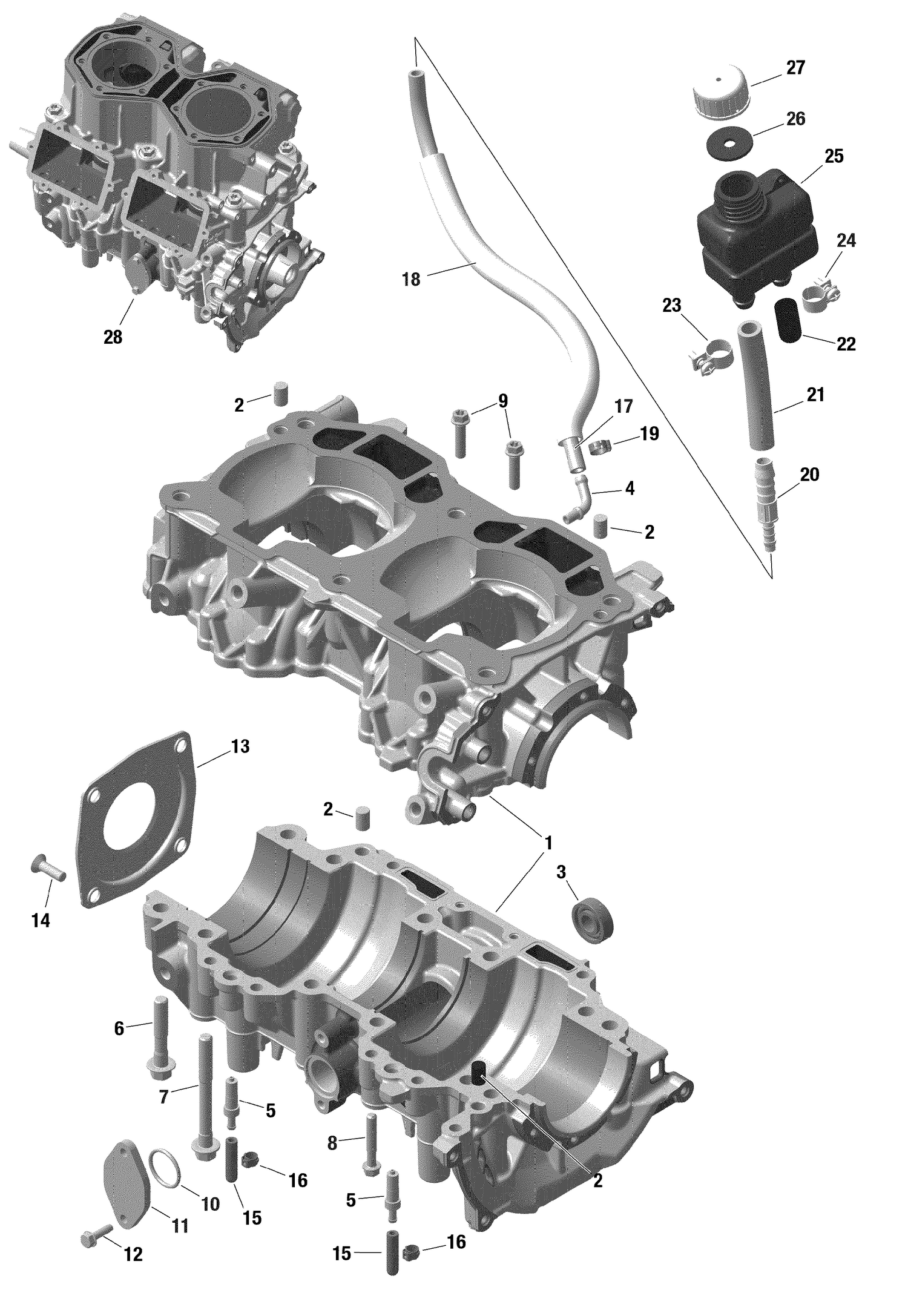01- Engine - Crankcase -  598 RS