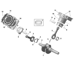 01- Rotax - Crankshaft, Pistons And Cylinder Schematic