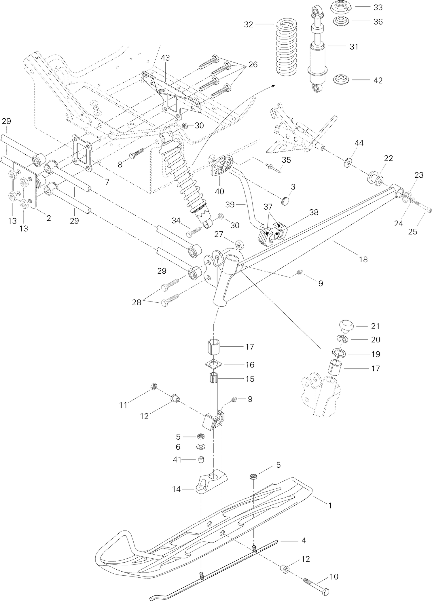 07- Front Suspension And Ski E, E LT, LE