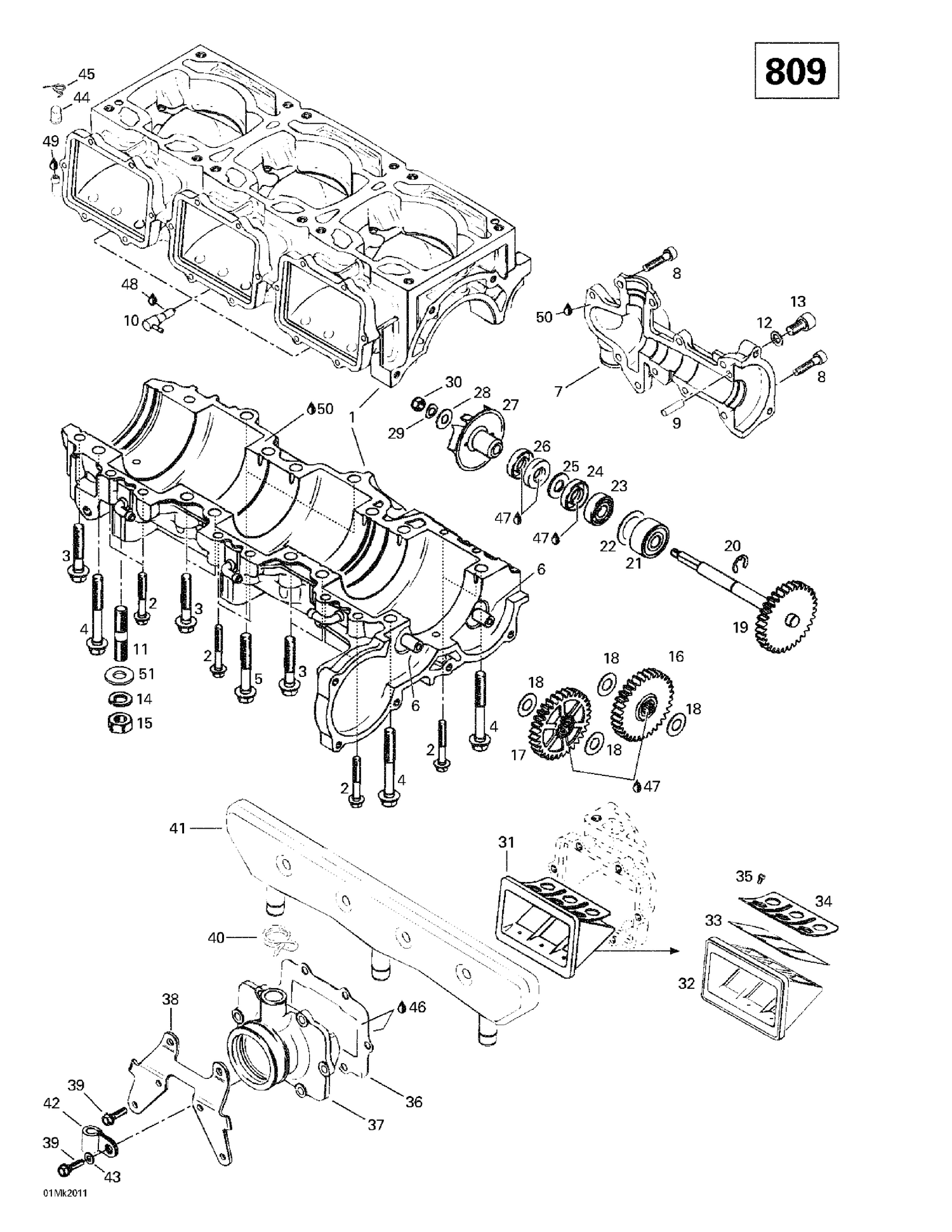 01- Crankcase, Reed Valve, Water Pump