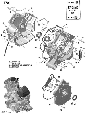 01- Rotax - Crankcase - 570 Efi Schematic