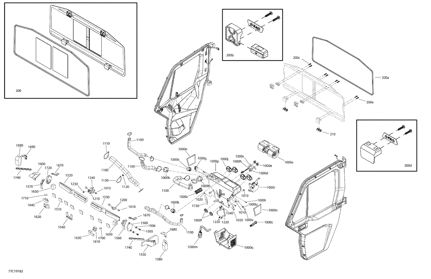 09- Enclosure Cab - HD10 - XT CAB - North America - Rear Window & Dash Section