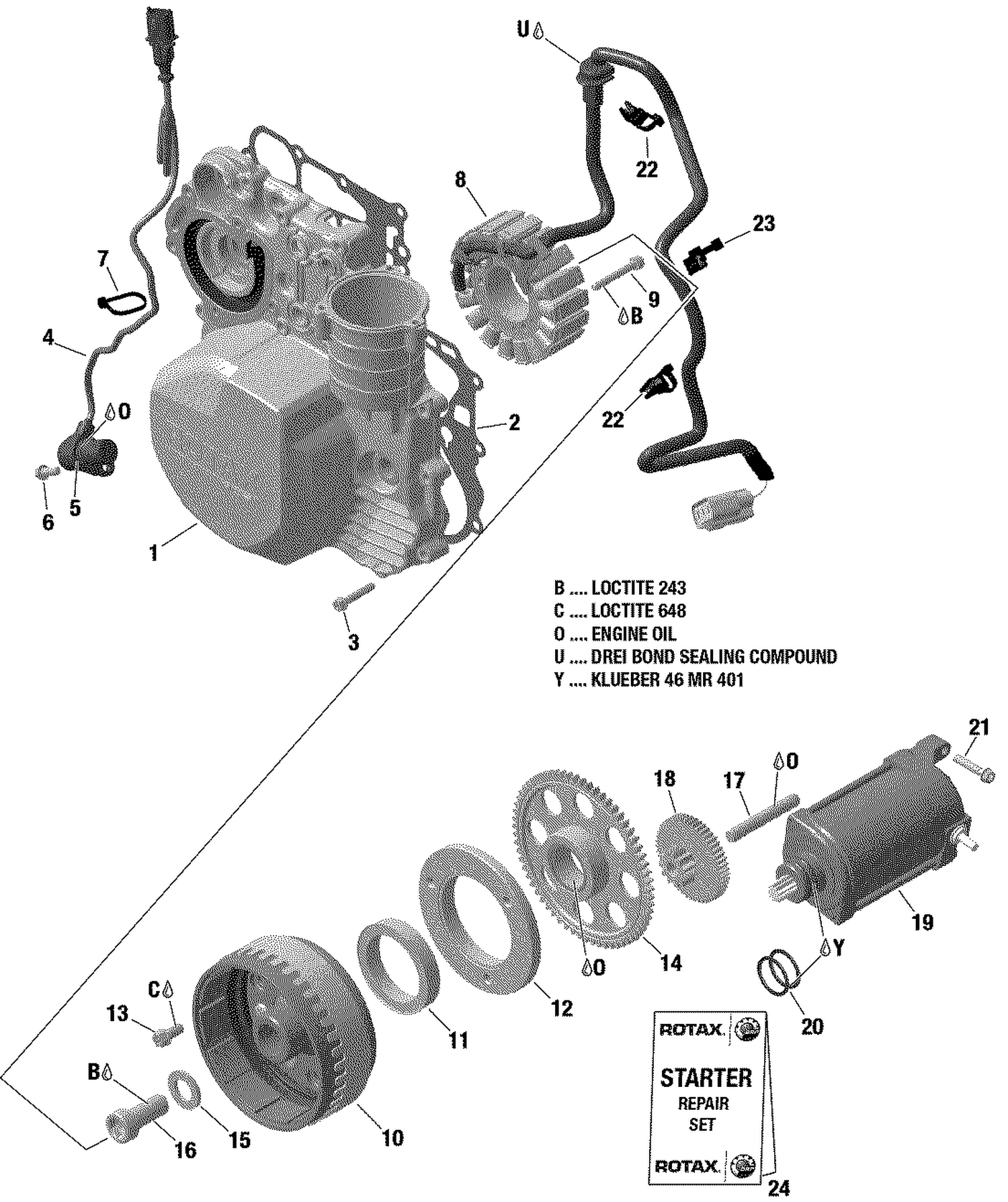 01 ROTAX - Engine - Magneto / Electric Starter - 600 ACE