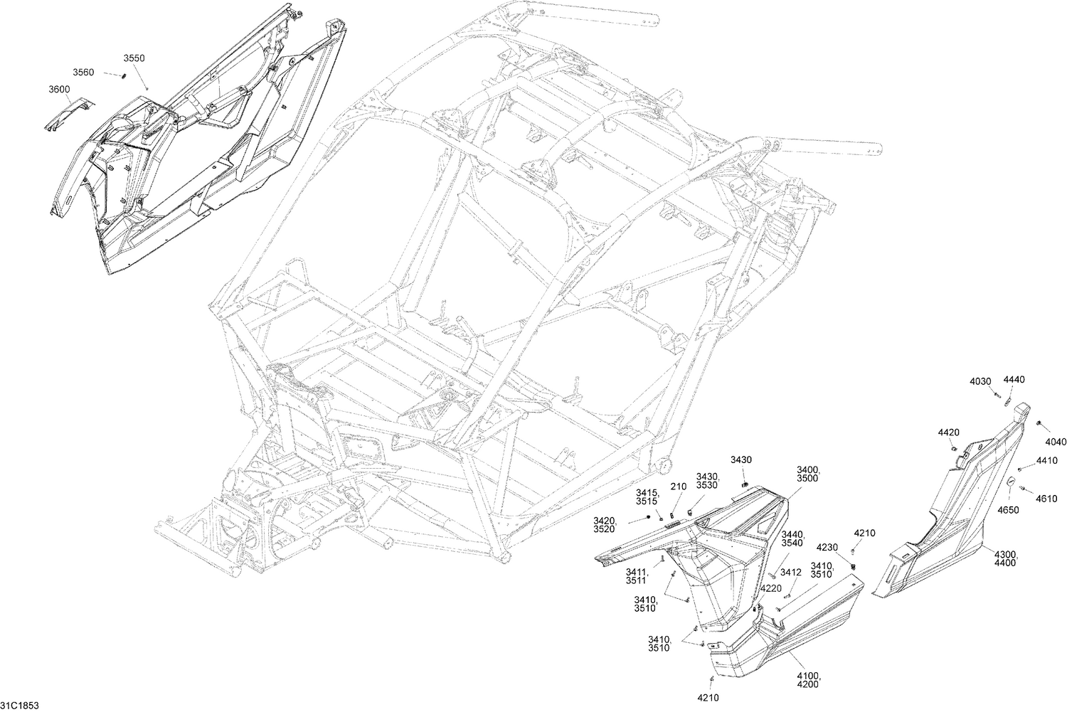 09- Body Side Part Maverick X3 Sunburst Yellow Models - Package XMR